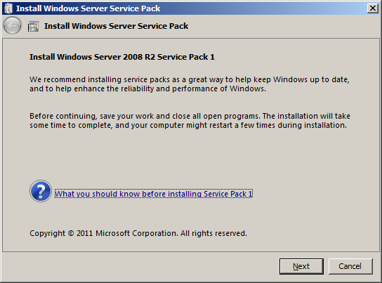 upgrade to windows server 2008 r2 sp2