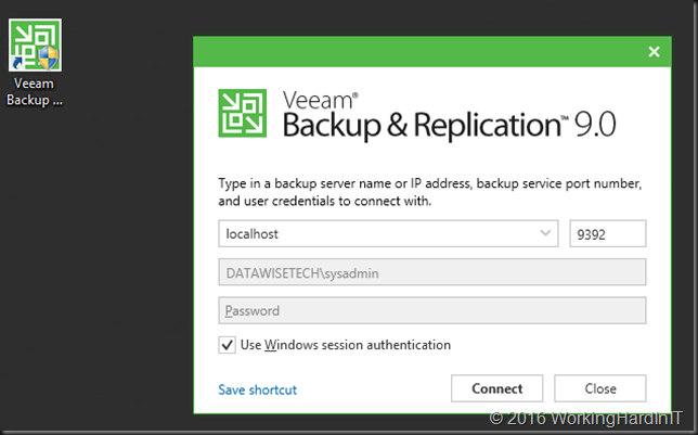 veeam backup and replication console