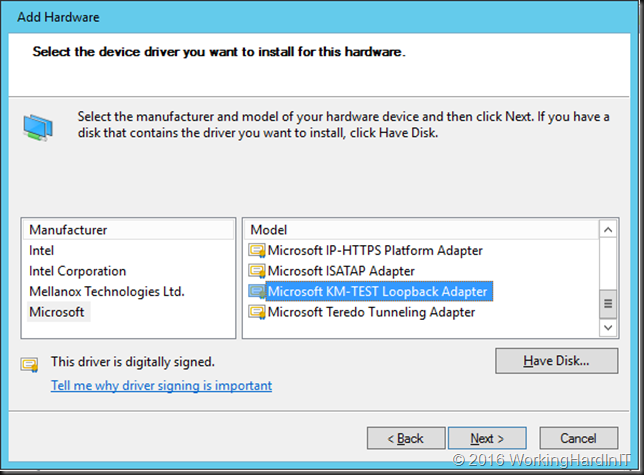 microsoft km-test loopback adapter