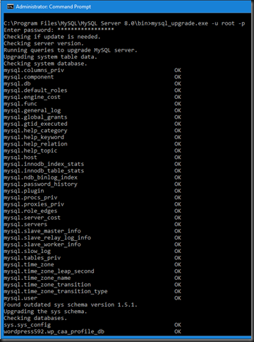 Upgrading MySQL 5.7.21 to 8.0.11 for WordPress 4.9.5