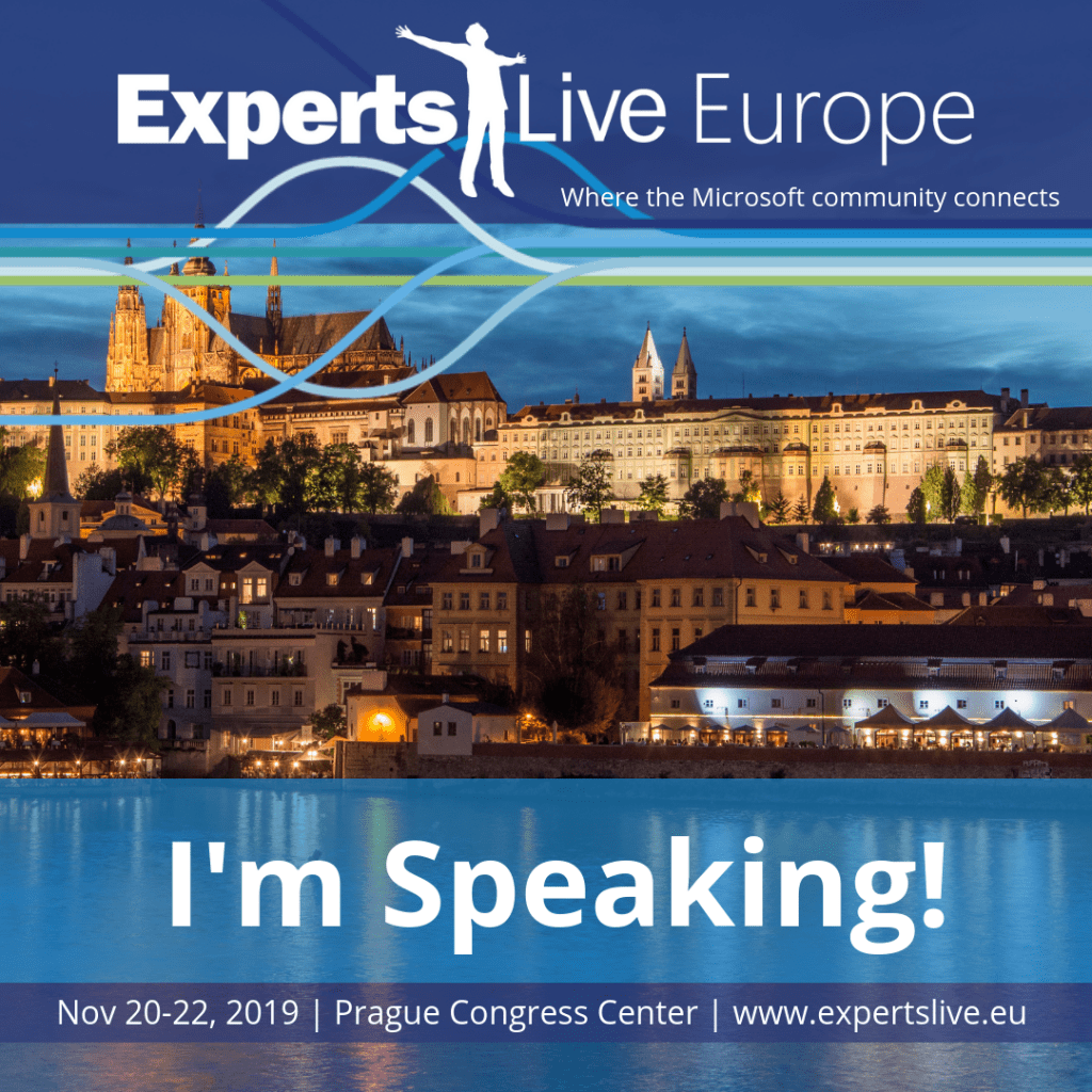 I am speaking at Experts Live Europe 2019