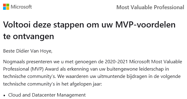 I received the Microsoft MVP Award 2020