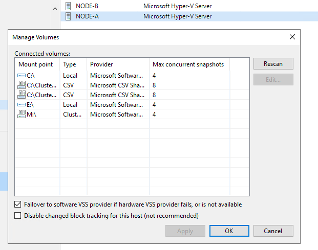 Set the Hyper-V volume-specific settings in Veeam with PowerShell