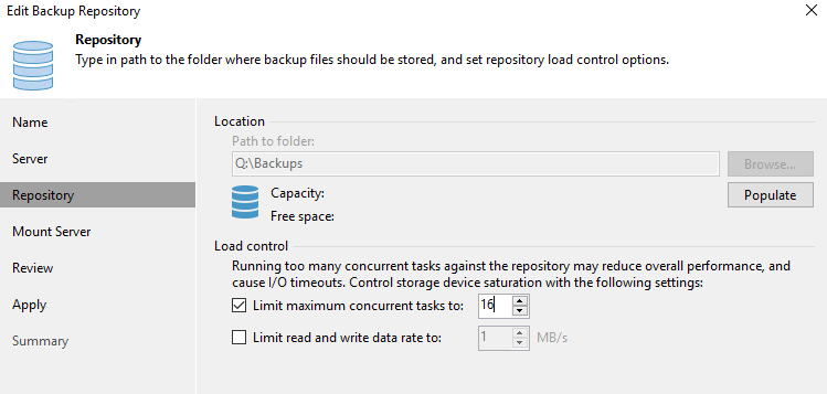 Use PowerShell to set the Max Concurrent Tasks in Veeam