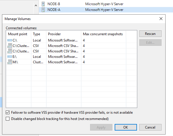 Set the Hyper-V volume-specific settings in Veeam with PowerShell